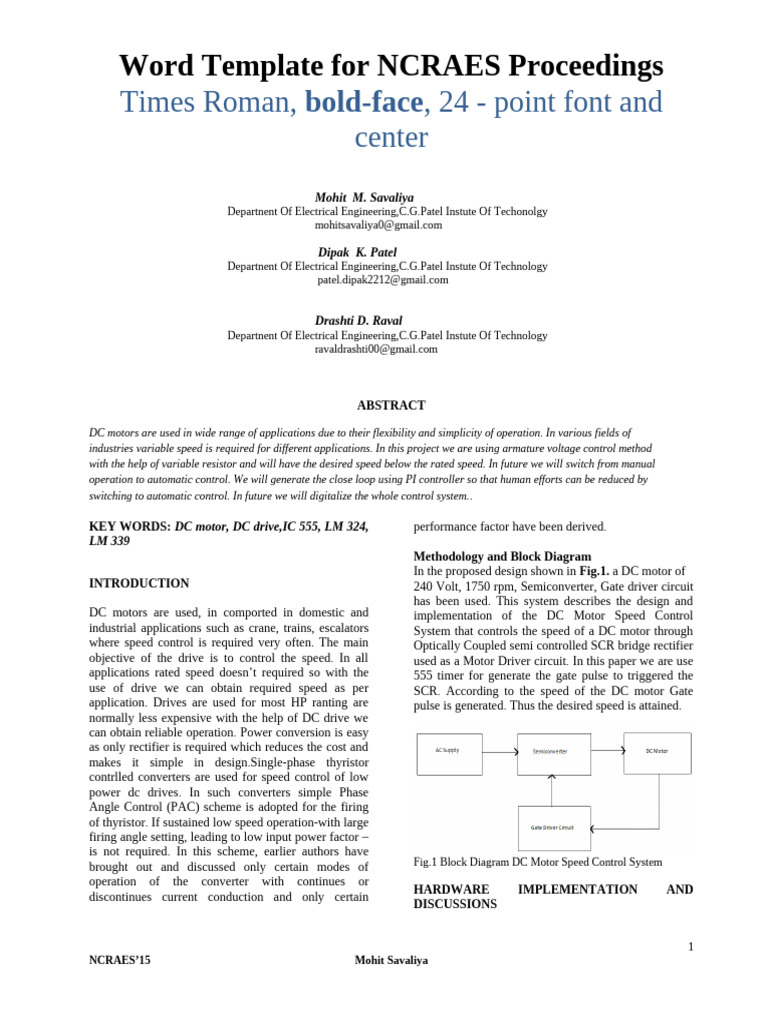 DC Motor Speed Control System Design | PDF | Electric Motor | Power Supply
