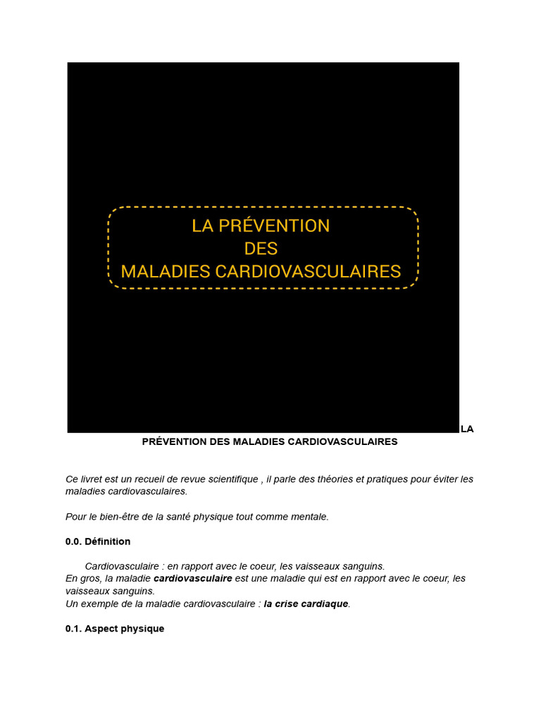 Prévenir les Maladies Cardiovasculaires | PDF