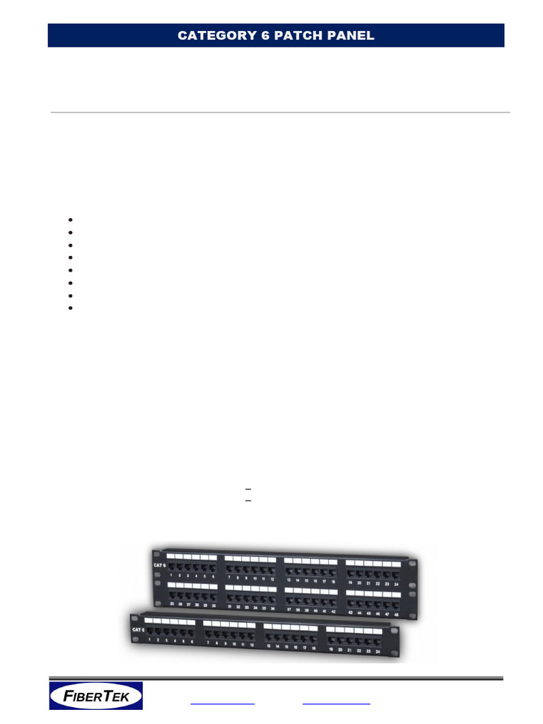 FFA-652K Cat6 Patch Panel Specs | PDF | Manufactured Goods ...