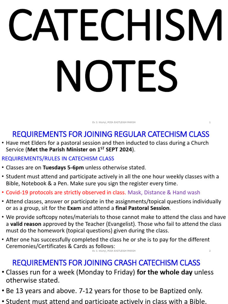 Catechism Class Requirements & Overview | PDF | Nevi'im | Revelation