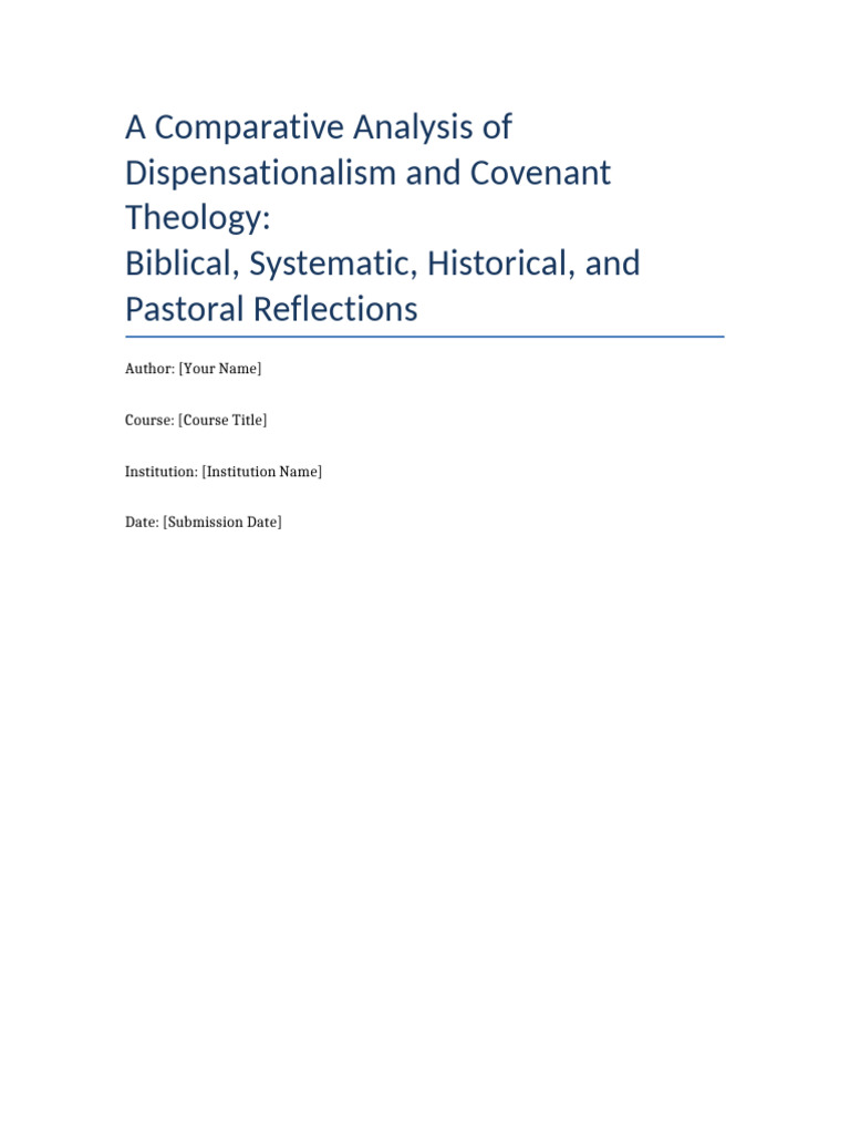 Dispensationalism vs Covenant Theology PDF Dispensationalism