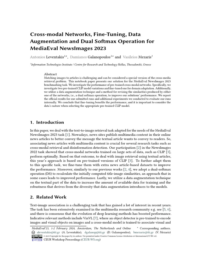 Cross-Modal Retrieval for NewsImages 2023 | PDF | Machine Learning ...