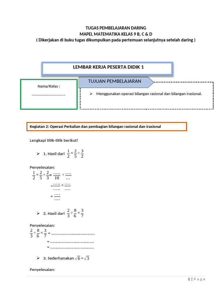 Operasi Bilangan Rasional dan Irasional | PDF
