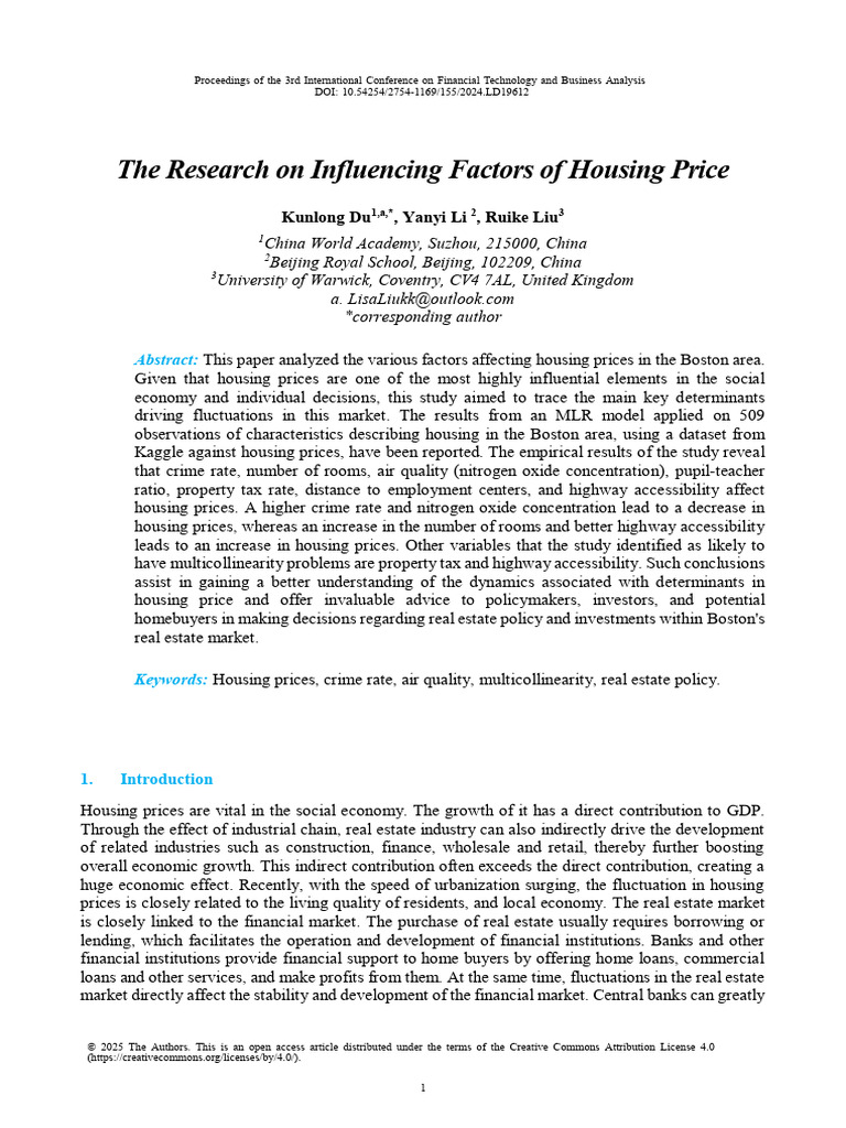 Factors Influencing Boston Housing Prices | PDF | Errors And Residuals ...