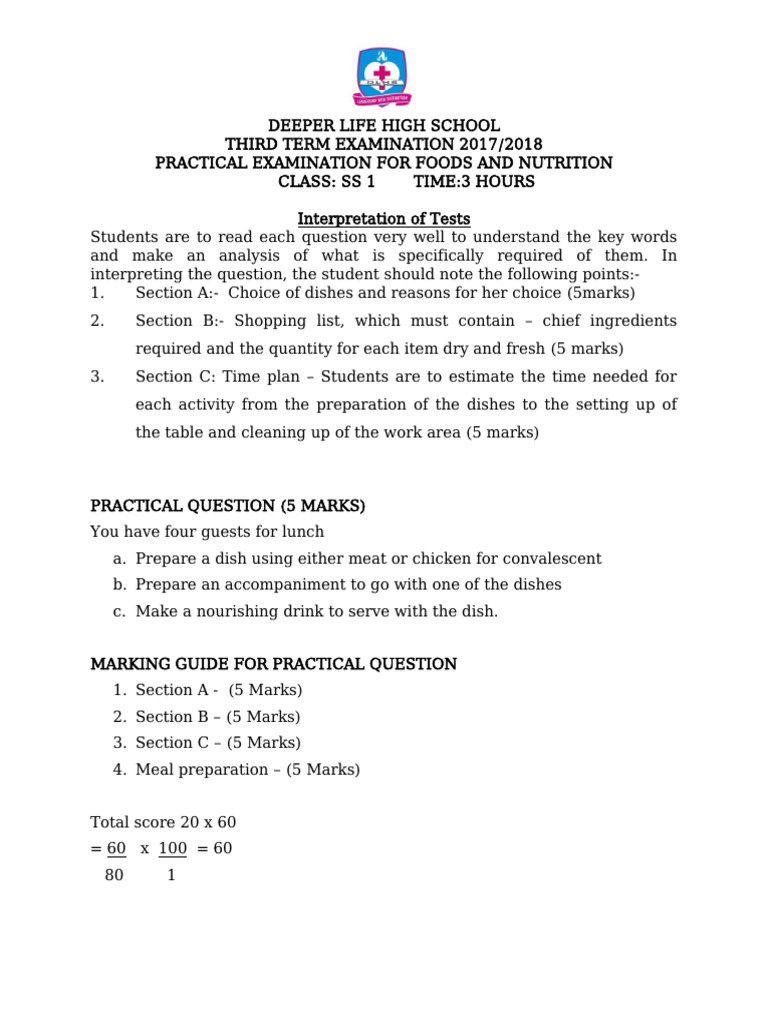 Ss 2 Food and Nut 3rd Practical | PDF