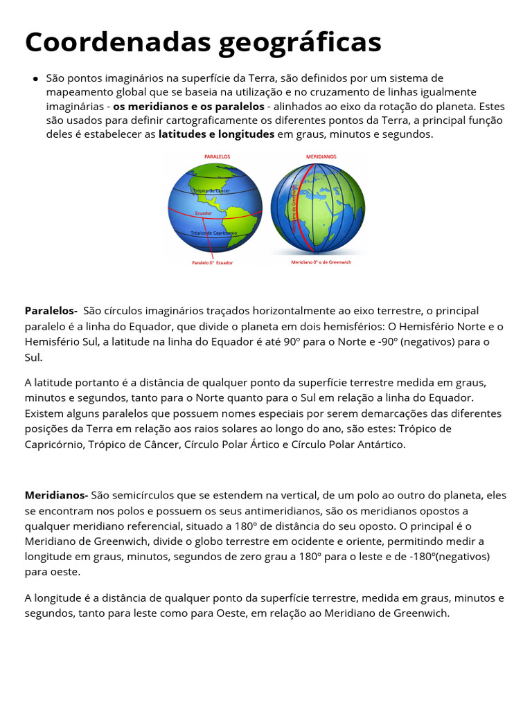 Função das Coordenadas Geográficas | PDF
