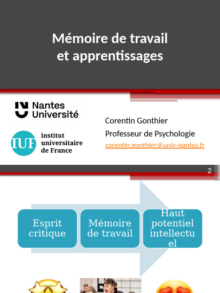 Comprendre la mémoire de travail PDF Mémoire de travail Mémoire — free download