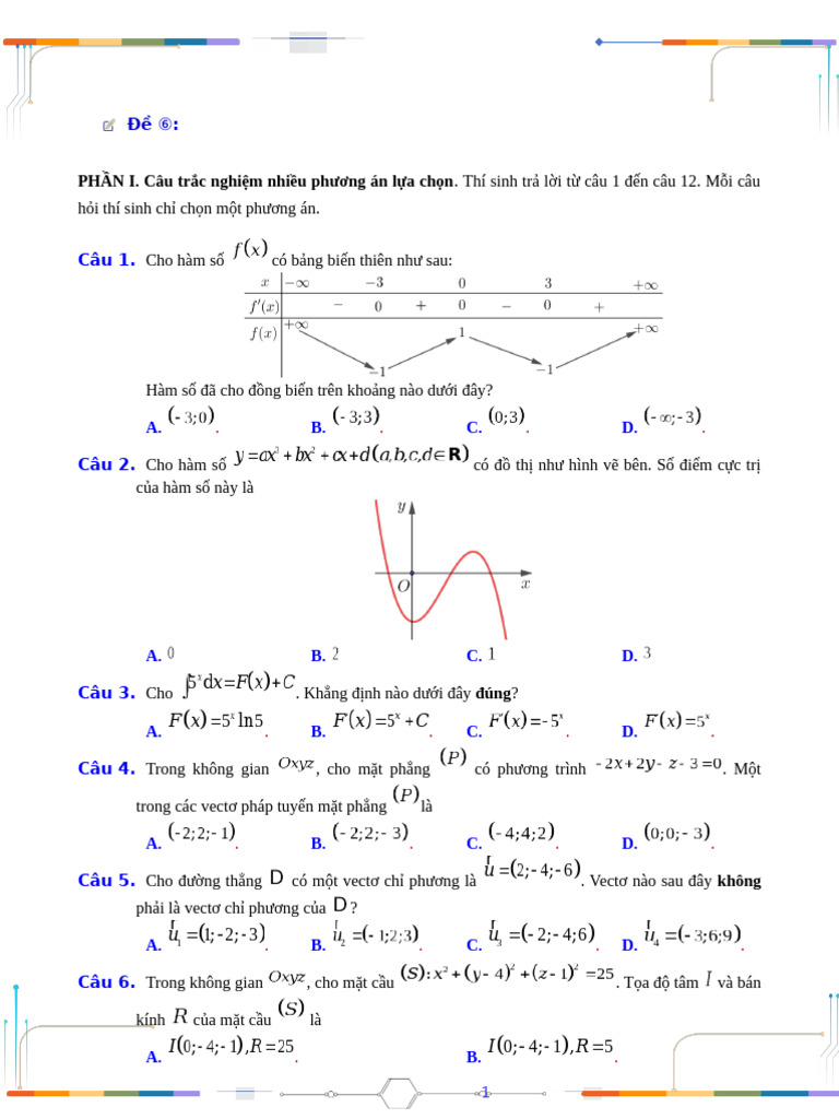 PT de On Thi TN Toan 12 CTM 2025 Hs | PDF