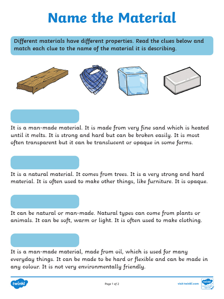 T SC 1642762105 Ks1 Name The Material Activity Ver 1 | PDF
