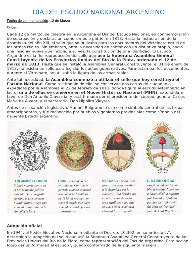 Día del Escudo Nacional Argentino | PDF