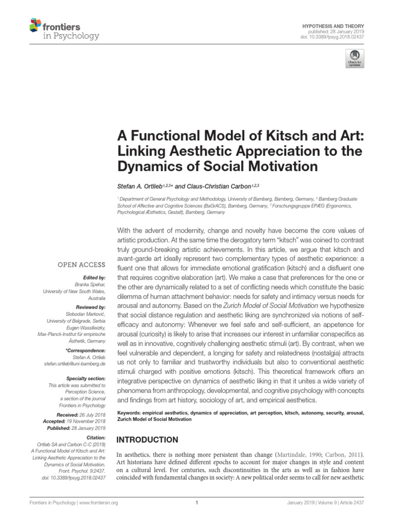 A Functional Model of Kitsch and Art Linking Aesth | PDF | Aesthetics ...
