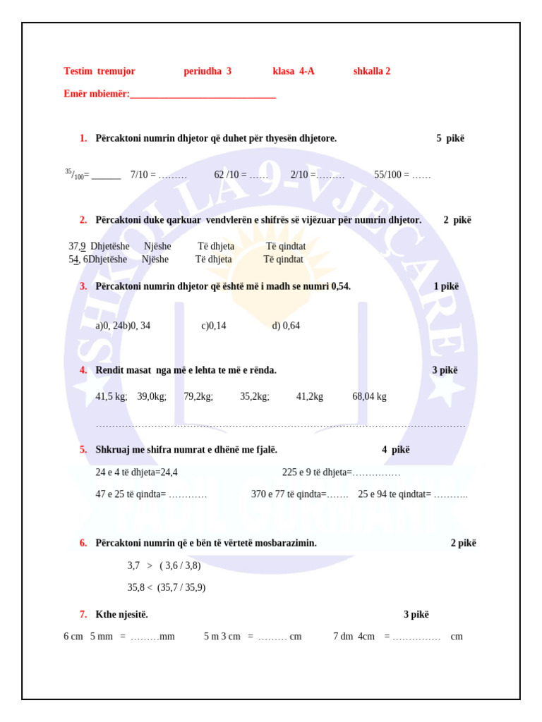 Test Tremuj 3 Mat | PDF