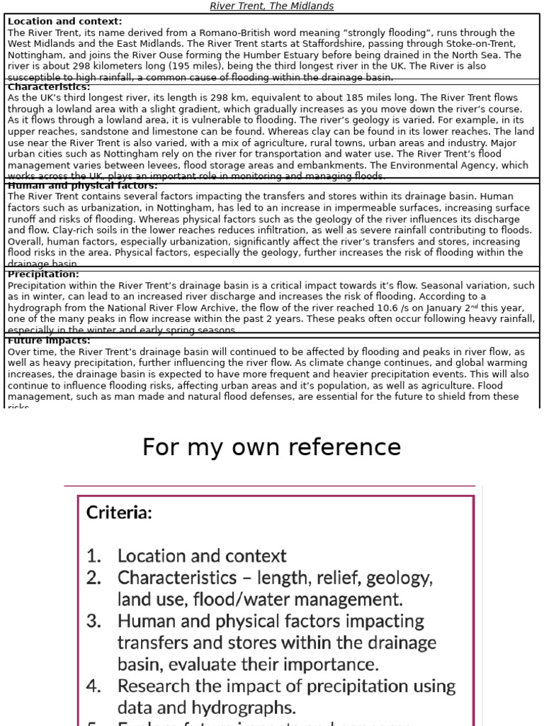 River Trent Case Study | PDF | Flood | River