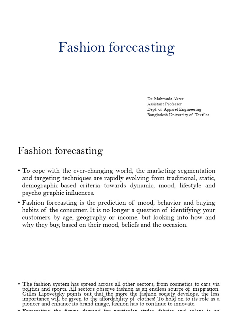 SAP C-7 Fashion Forecasting Mahmuda Mam | PDF | Fashion | Textiles