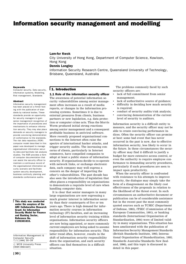 Information Security Management and Modelling | PDF | Threat (Computer ...