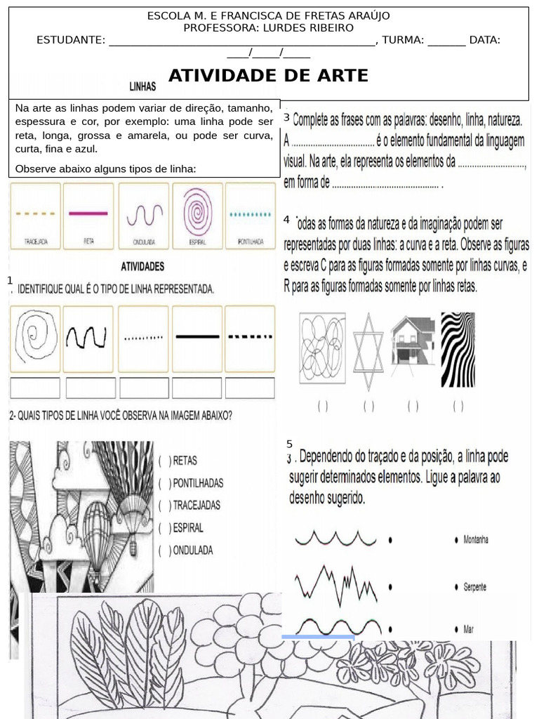 Atividade de Arte: Tipos de Linhas | PDF