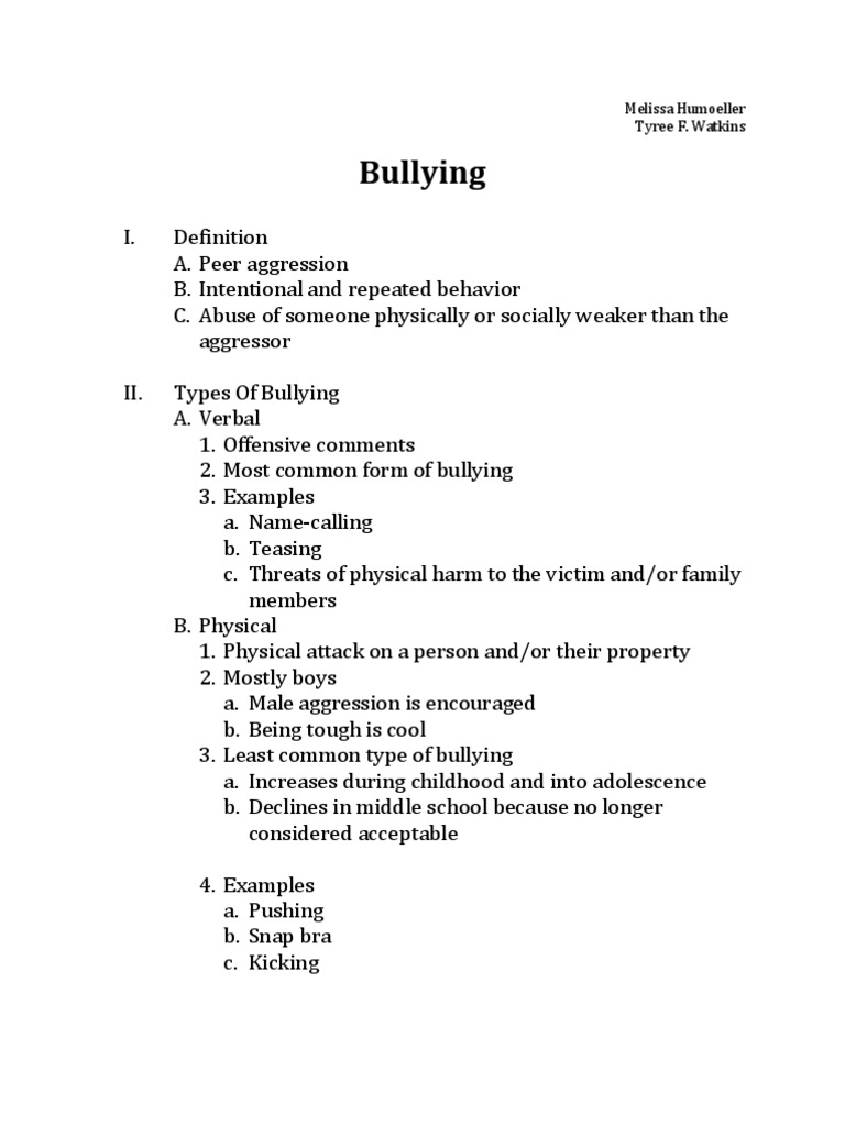 example of thesis about bullying