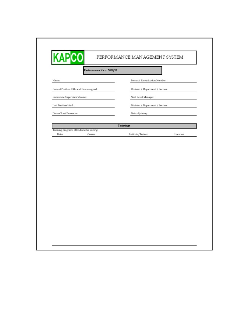 Performance Management System Forms | PDF | Career & Growth