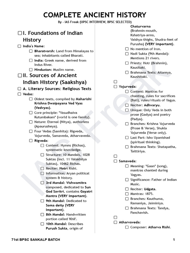 Ancient Indian History Overview | PDF | Vedas | Puranas