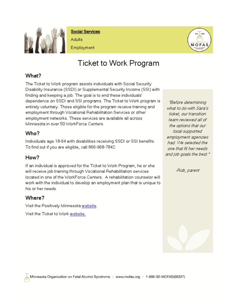 Ticket to Work Program for Disabled Adults | PDF | Career & Growth