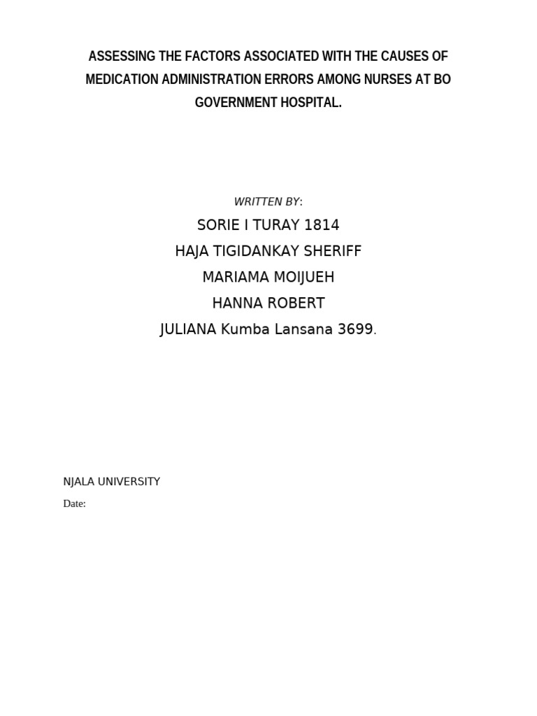 Medication Errors in Bo Hospital Nurses | PDF | Medical Error | Patient ...