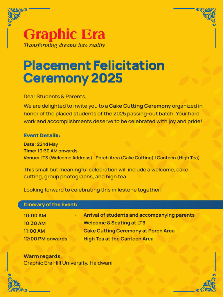 Placement Felicitation Ceremony | PDF