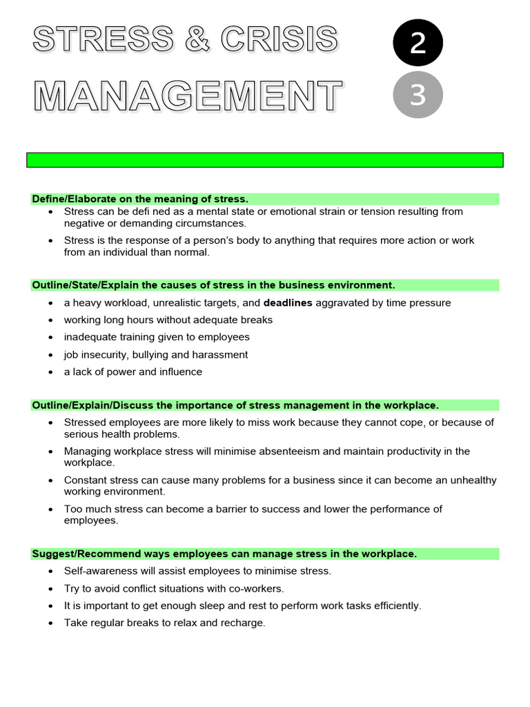 Stress and Crisis Management Strategies | PDF | Unemployment | Employment