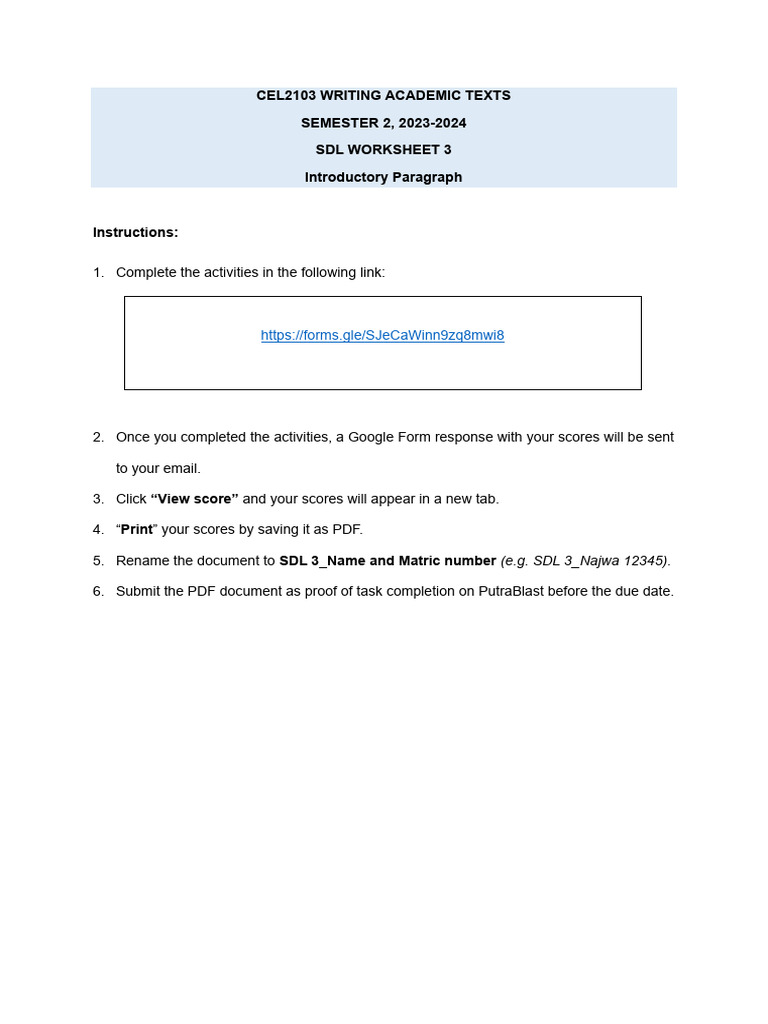 SDL Worksheet 3 | PDF