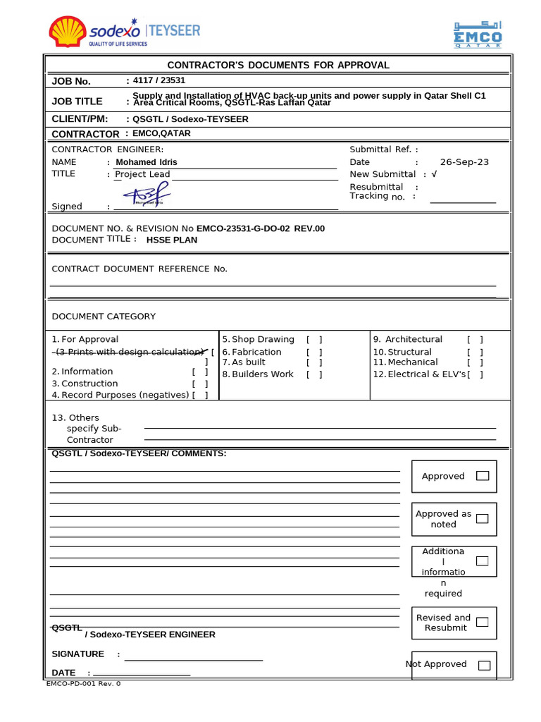 HSSE Plan for HVAC Installation in Qatar | PDF | Occupational Safety ...