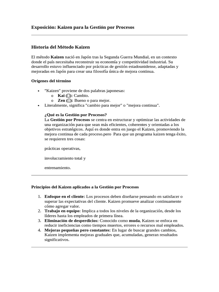 Kaizen: Mejora Continua en Procesos | PDF | Economias | Business