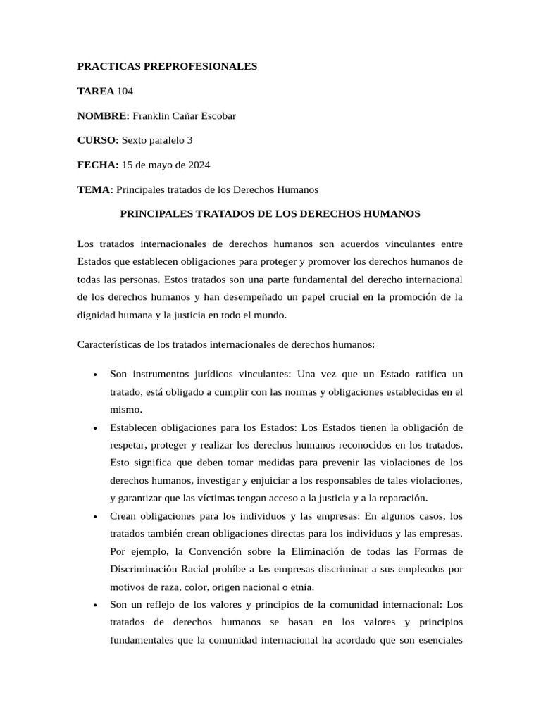 Tratados Internacionales de Derechos Humanos | PDF | Derechos humanos ...