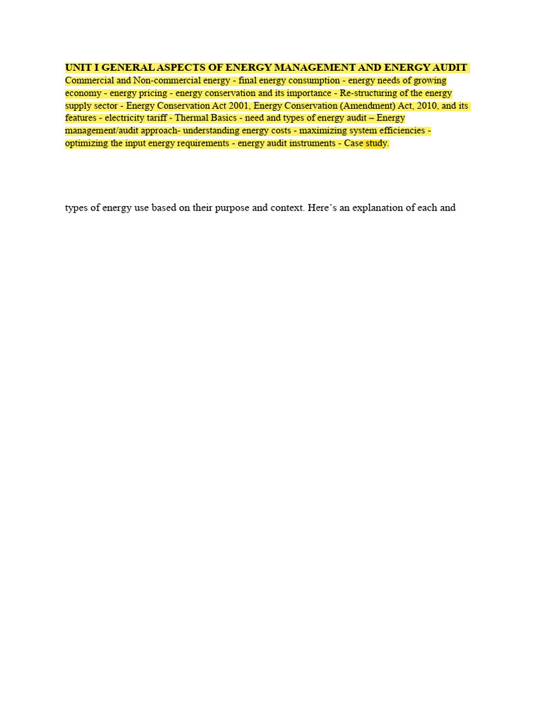 Ema Full Notes | PDF | Energy Conservation | Efficient Energy Use