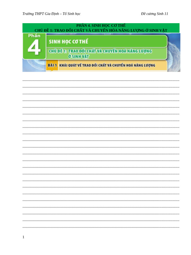 Bản in - Sinh 11 - Bài 1 - 12 | PDF