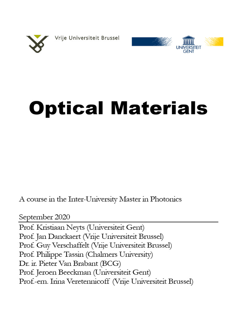 Optical Materials in Photonics Course | PDF | Liquid Crystal ...