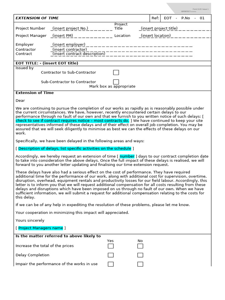 5.20 Extension of Time Letter | PDF | Business | Private Law