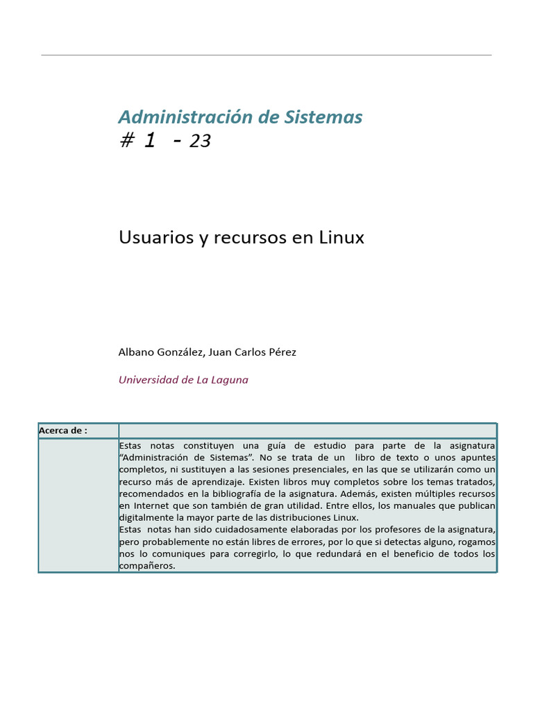 Gestión de Usuarios y Recursos en Linux | PDF | Archivo de computadora ...