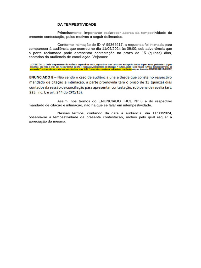 Modelo - Tópico Tempestividade - Petição | PDF