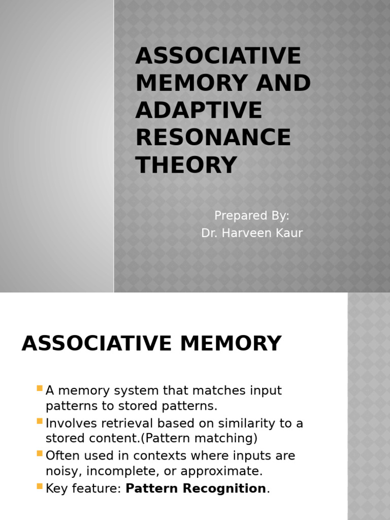 Associative Memory & Adaptive Resonance Theory | PDF | Pattern ...