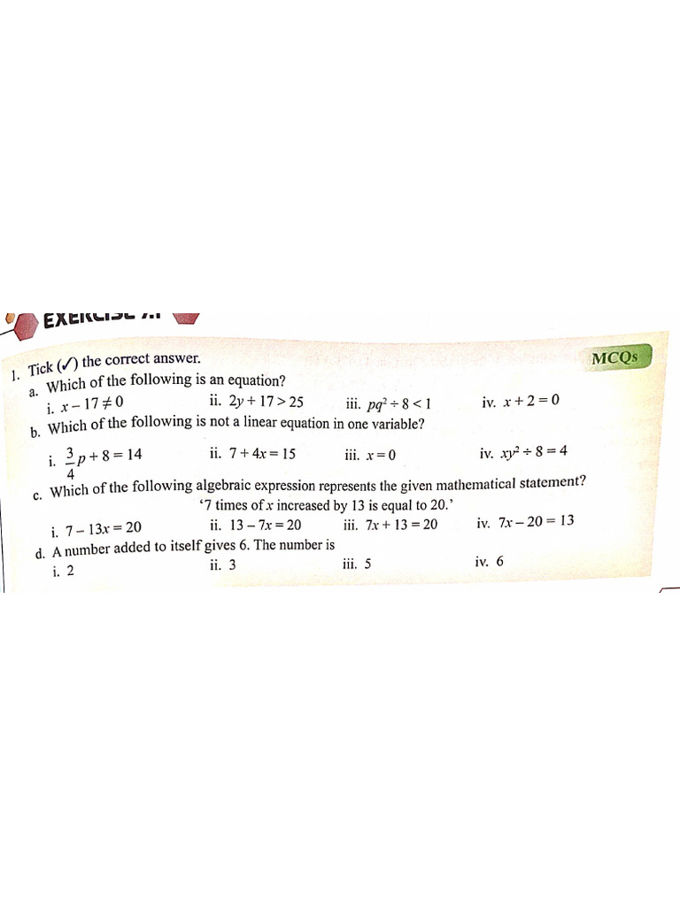 Linear Equations in One Variable | PDF