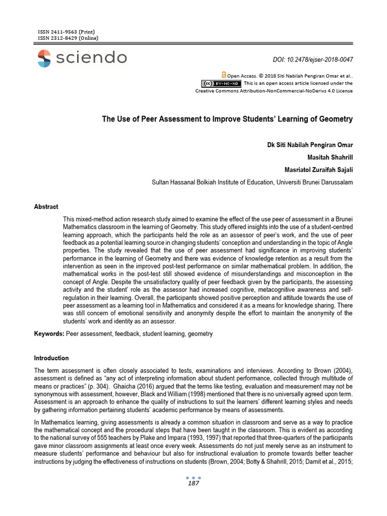 Enhancing Geometry Learning via Peer Assessment | PDF | Statistics ...