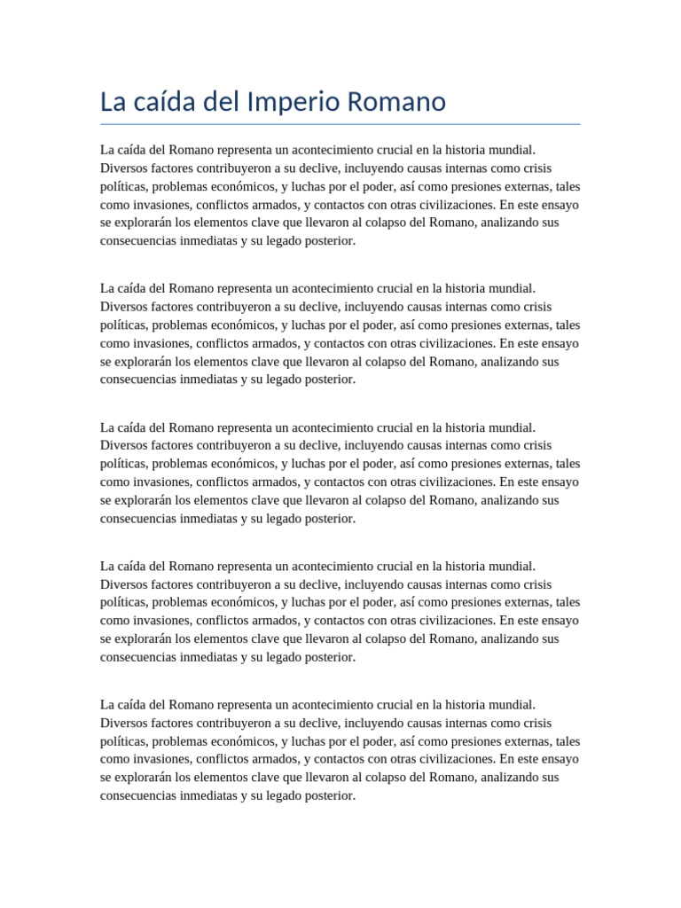 Causas de la caída del Imperio Romano | PDF | imperio Romano
