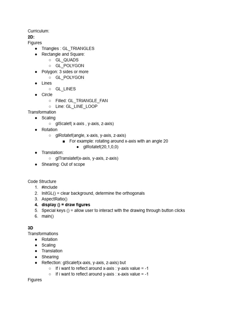Computer Graphics Short Summary | PDF