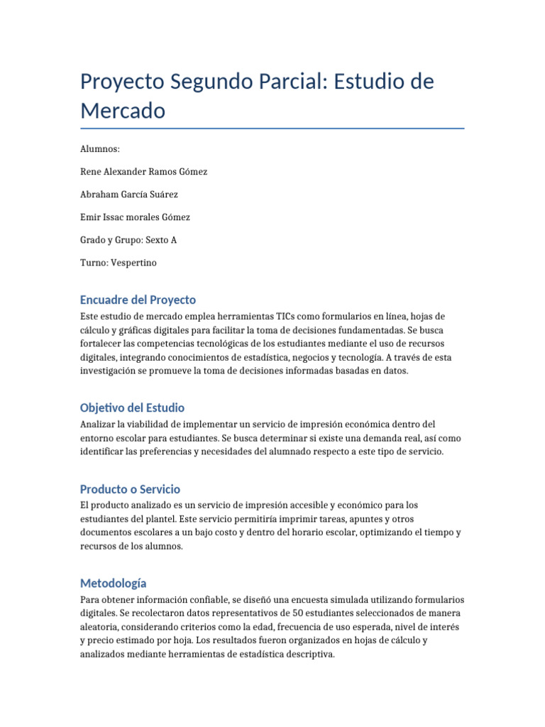 Proyecto Segundo Parcial Con Graficas | PDF | Investigación de mercado ...