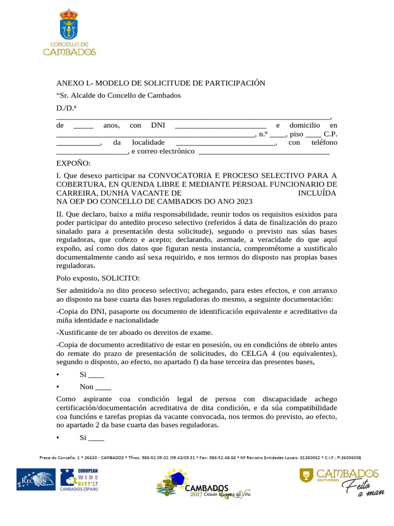 Outros - MODELO de SOLICITUDE (Encargado Da Biblioteca, Encargado de ...