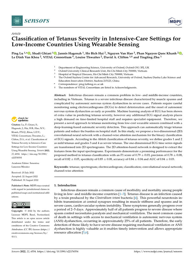Tetanus Severity Classification Using Wearables | PDF | Deep Learning ...