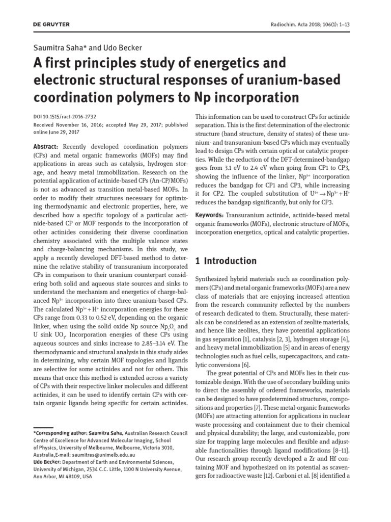 A First Principles Study of Energetics and Electronic Structural ...