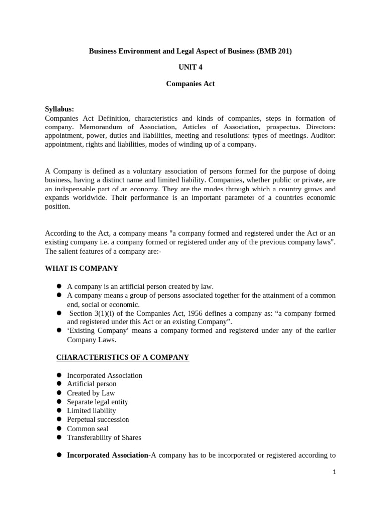 Belab Unit 4 Companies Act | PDF | Liquidation | Articles Of Association