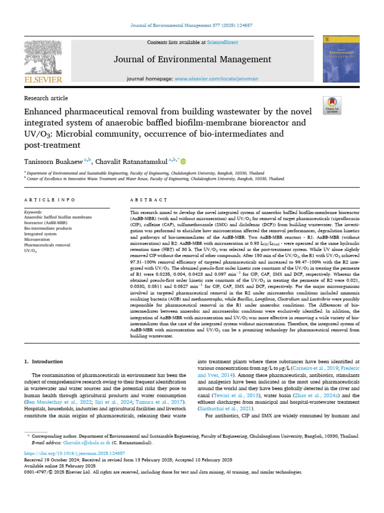 Enhanced Pharma Removal in Wastewater | PDF | Ultraviolet | Detection Limit