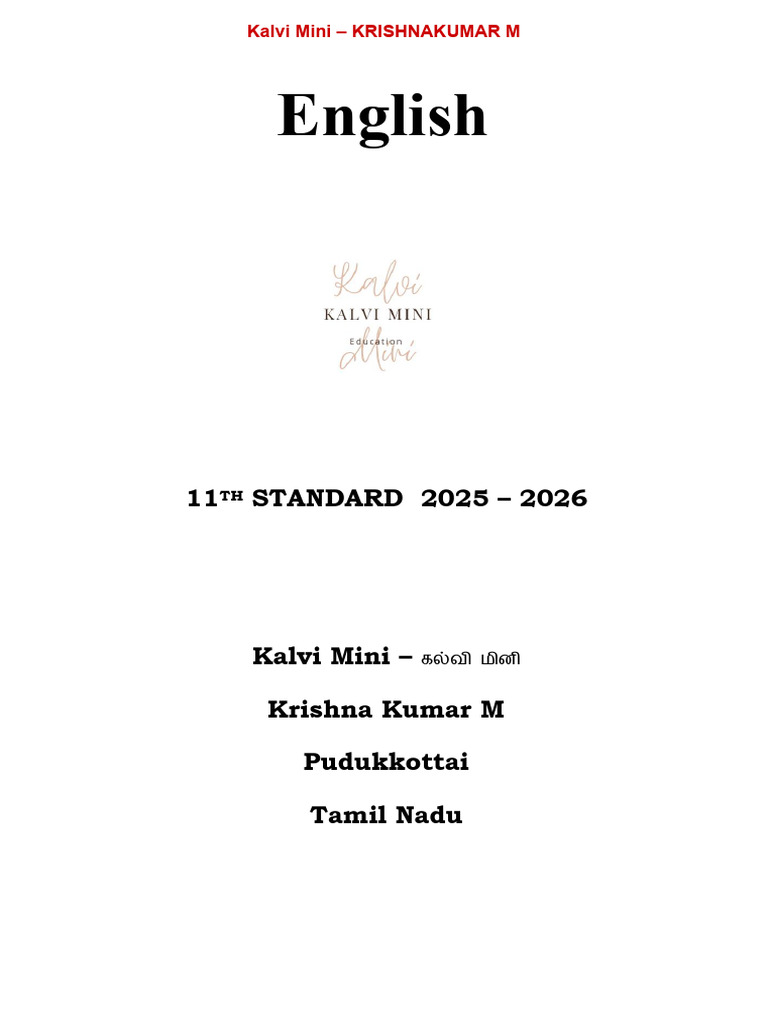 11th Standard English Question Paper | PDF | English Language | Grammar