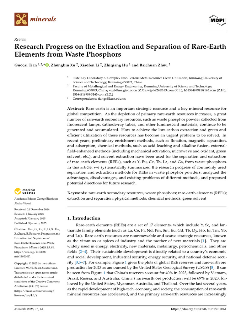 Mining Extraction Research of Rare Earth Metals | PDF | Color ...